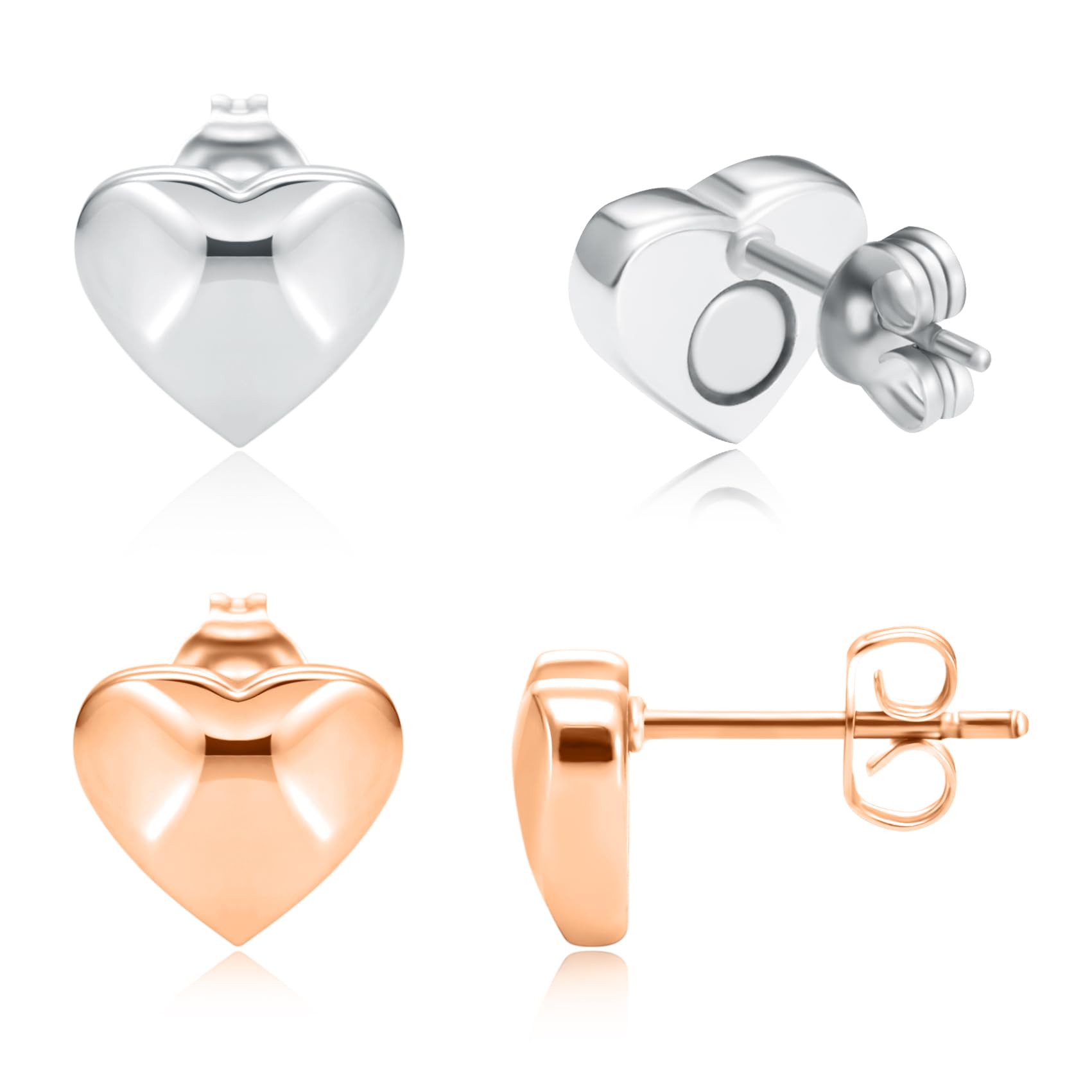 Feraco magnetic heart earrings with diamond-cut finish brighten pierced ears daily.