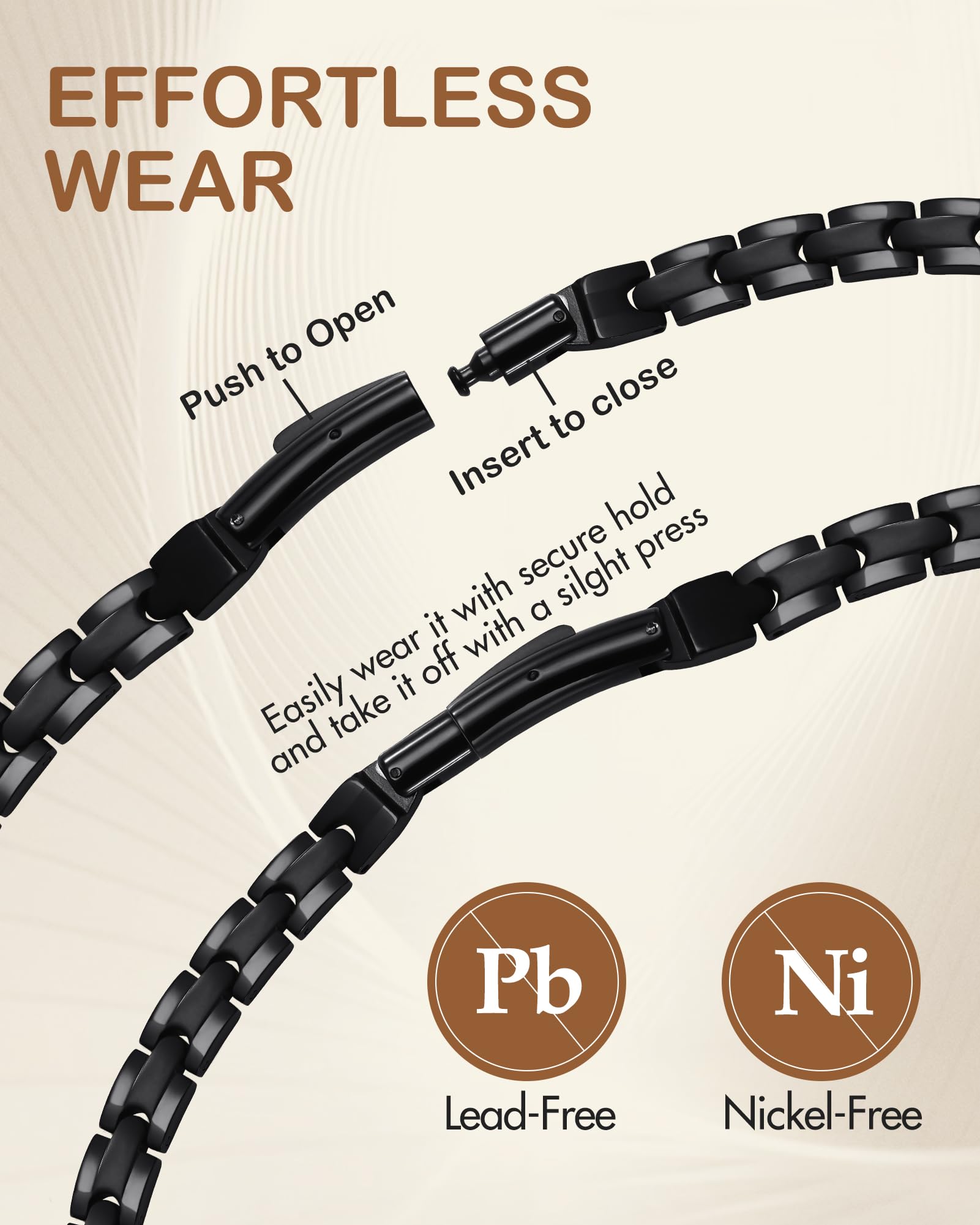 Feraco Magnetic Necklace adjustable buckle for easy wear and secure fit.