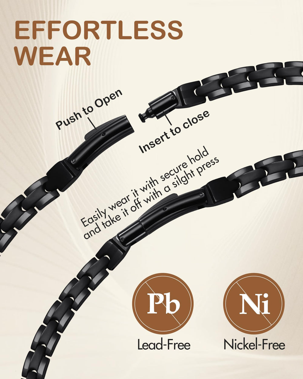 Feraco Magnetic Necklace adjustable buckle for easy wear and secure fit.