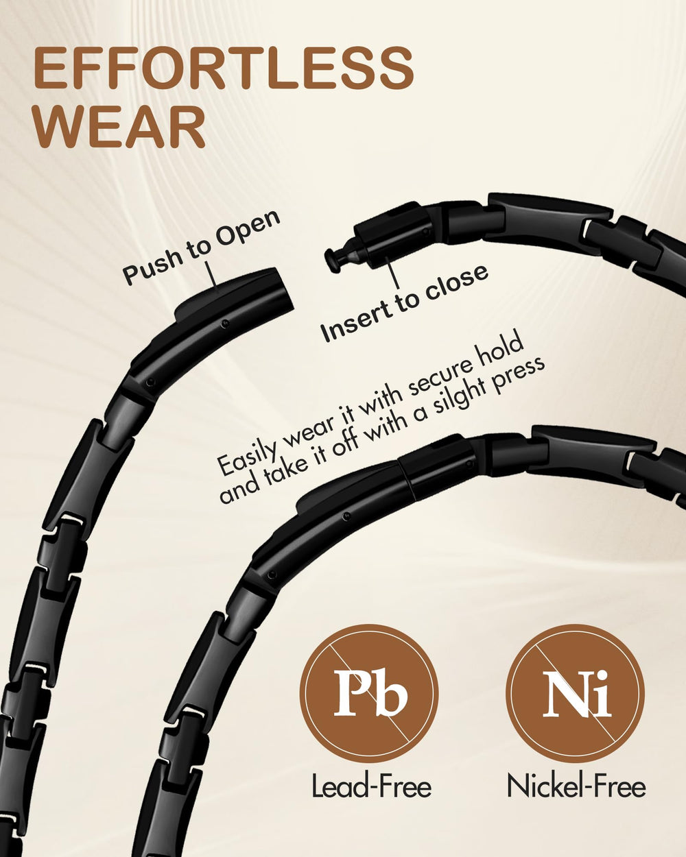 Feraco magnetic necklace length tool in-use guide for precise adjustment.