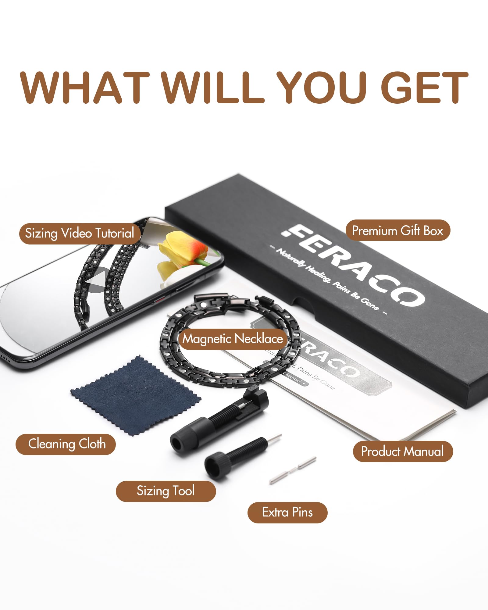 Feraco magnetic necklace gift box presentation suitable for any occasion.