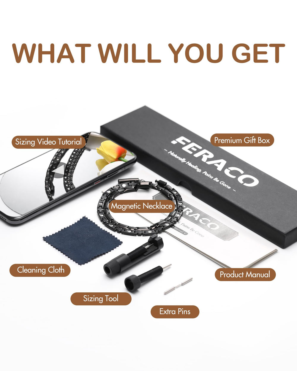 Feraco magnetic necklace gift box presentation suitable for any occasion.