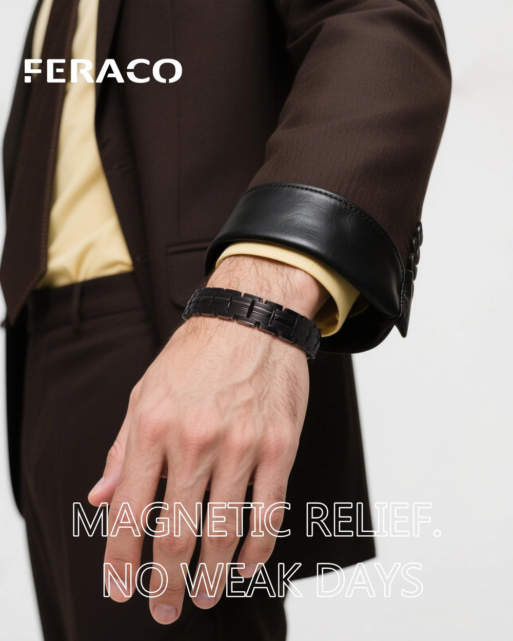 Feraco magnets embedded bracelet shows strong magnet strength for consistent support during activities.