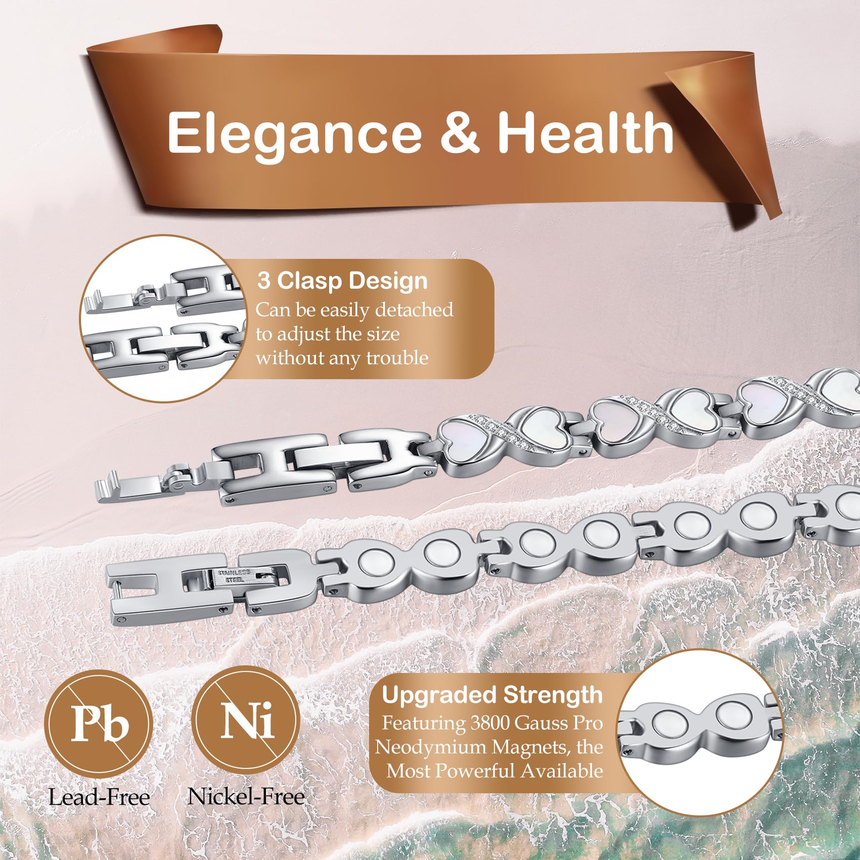 Feraco medical-grade stainless steel bracelet for durable, corrosion-resistant use.