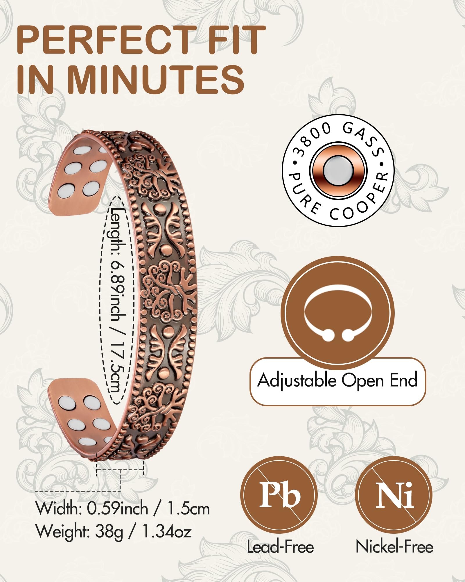 Feraco men's health-inspired jewelry with nature motif for versatile styling.