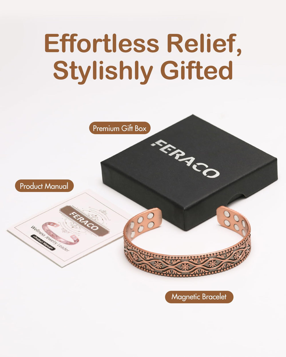 Feraco men's magnetic bracelet complements casual and formal outfits