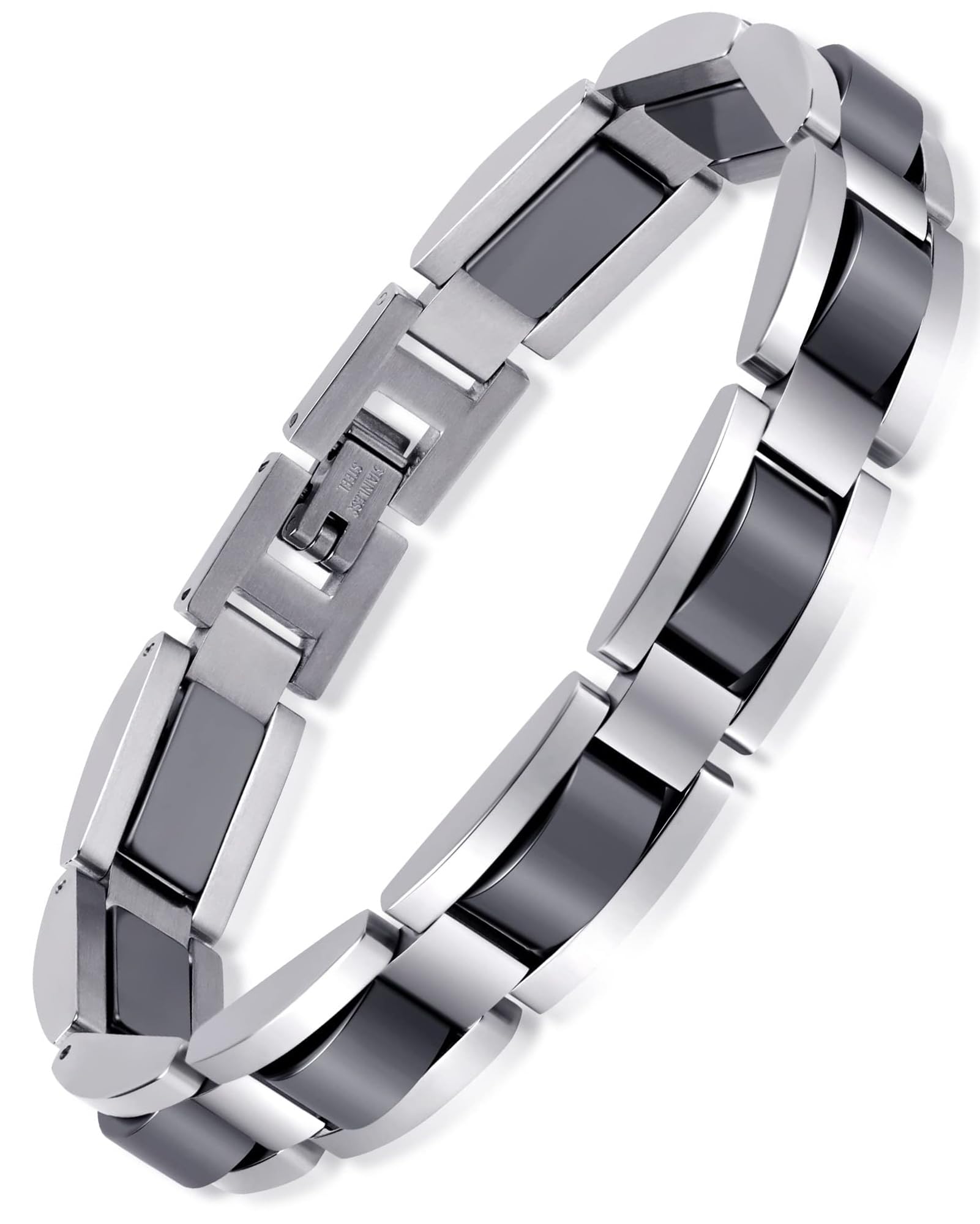 Feraco men's magnetic bracelet hematite close-up showing magnets for everyday wear