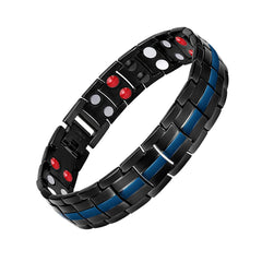 Feraco mens magnetic bracelet titanium double-row close-up showing magnets.