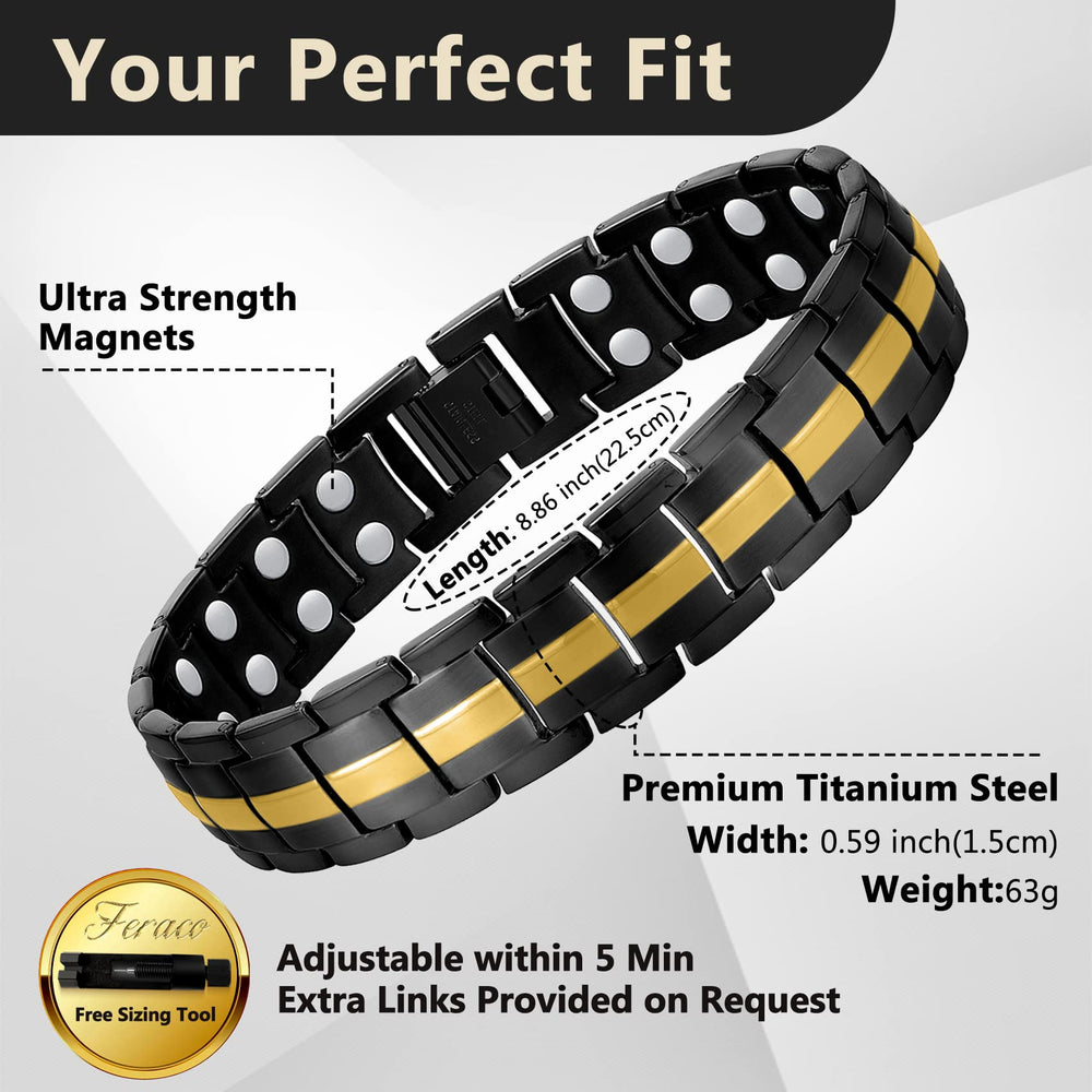 Feraco titanium steel bracelet, lead- and nickel-free for hypoallergenic comfort.