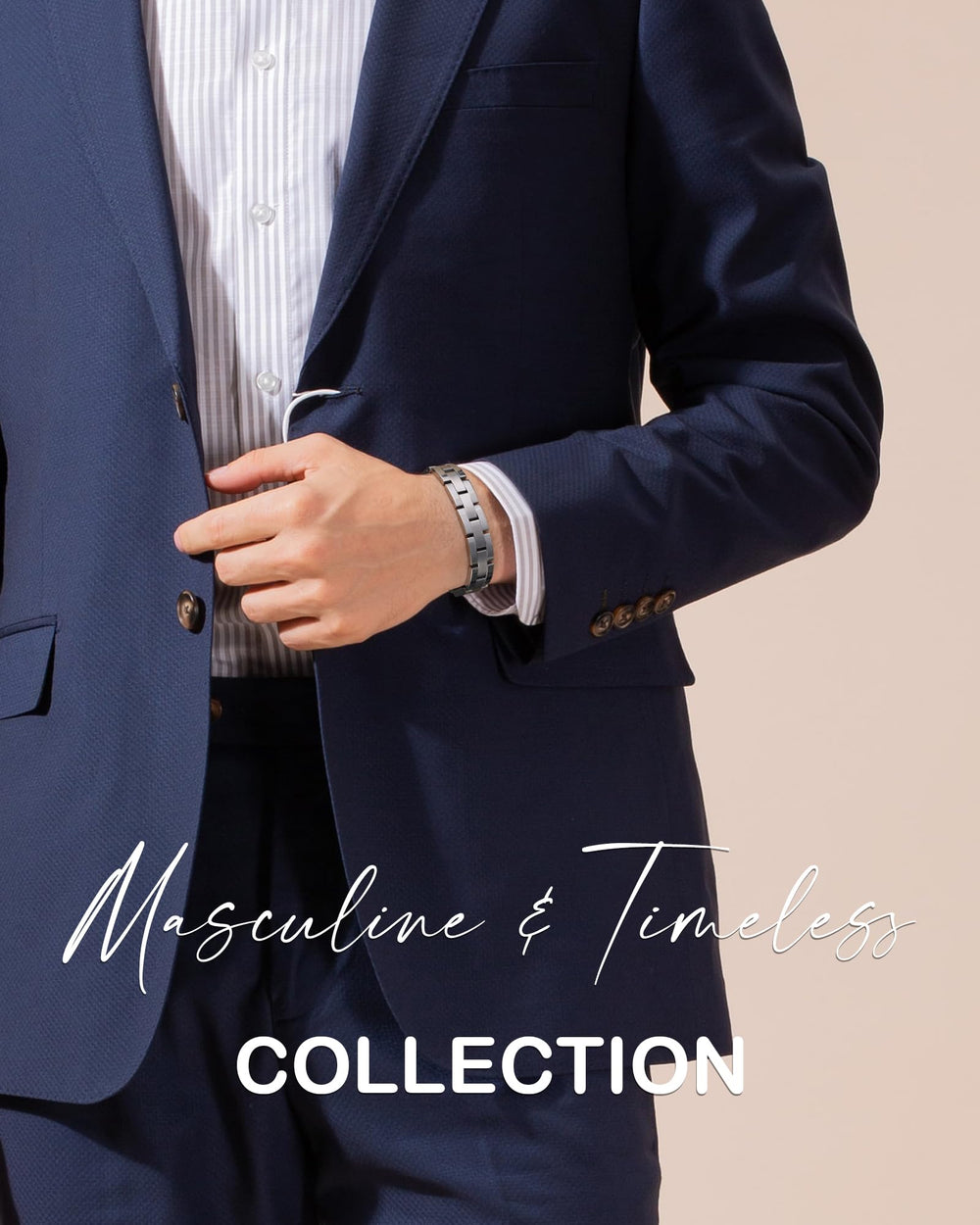 Feraco magnetic bracelet complements office and casual looks.