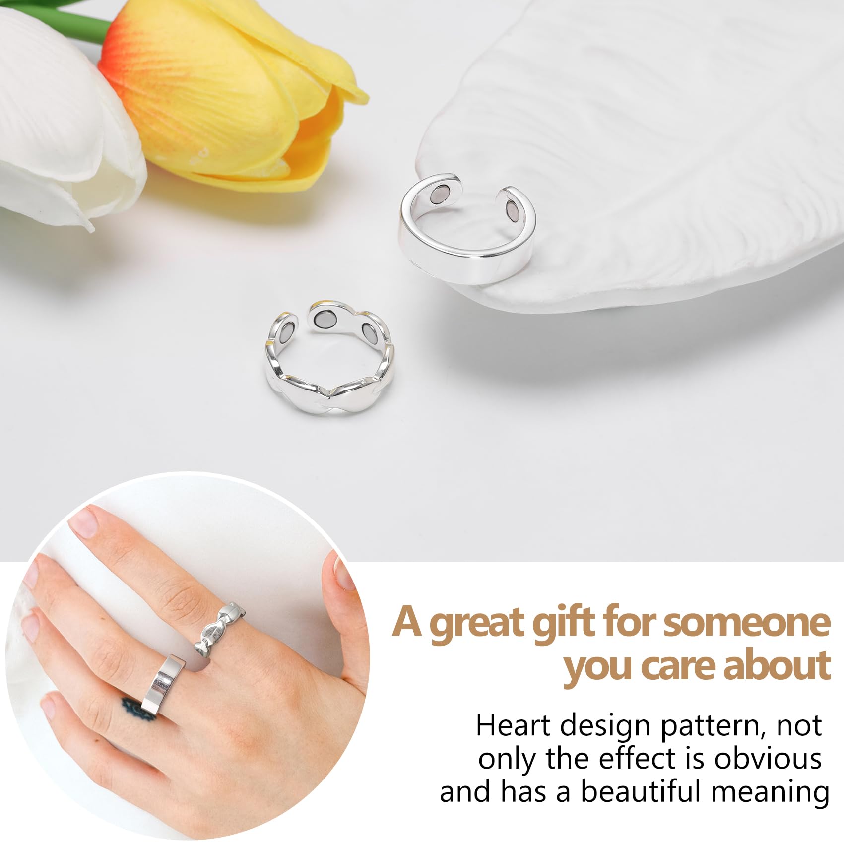 Feraco open adjustable magnetic ring shows flexible sizing