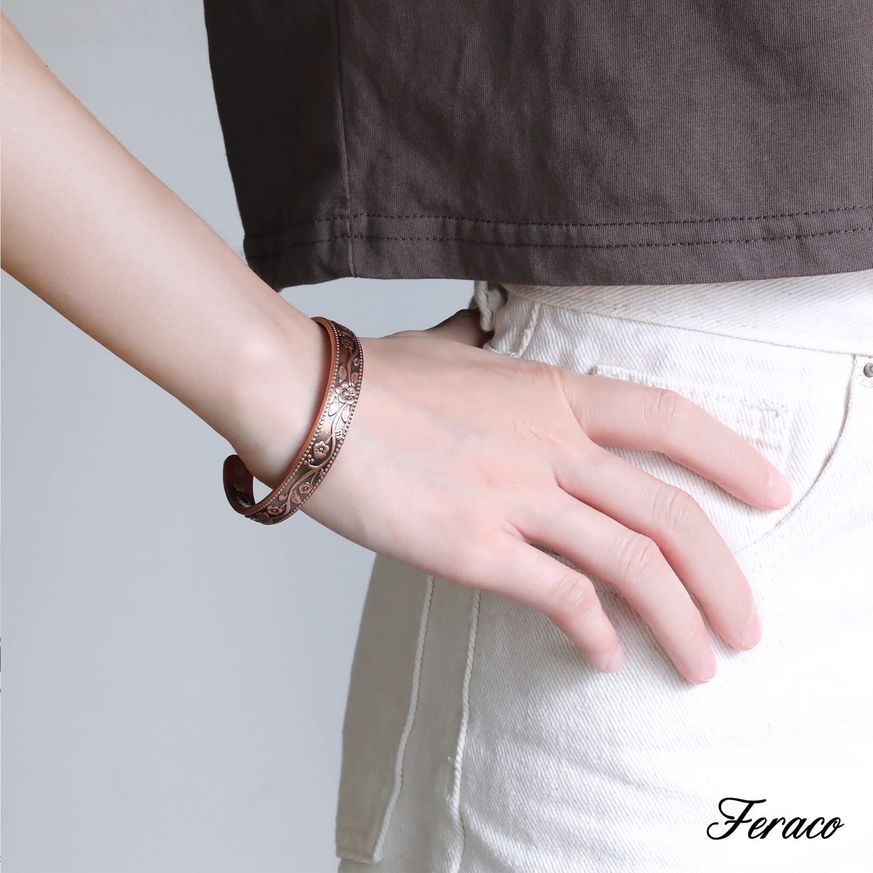 Feraco pulsera de cobre libre de níquel y plomo.