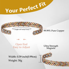 Feraco Pure Copper Bracelet crafted from 99.99% copper for lasting durability.