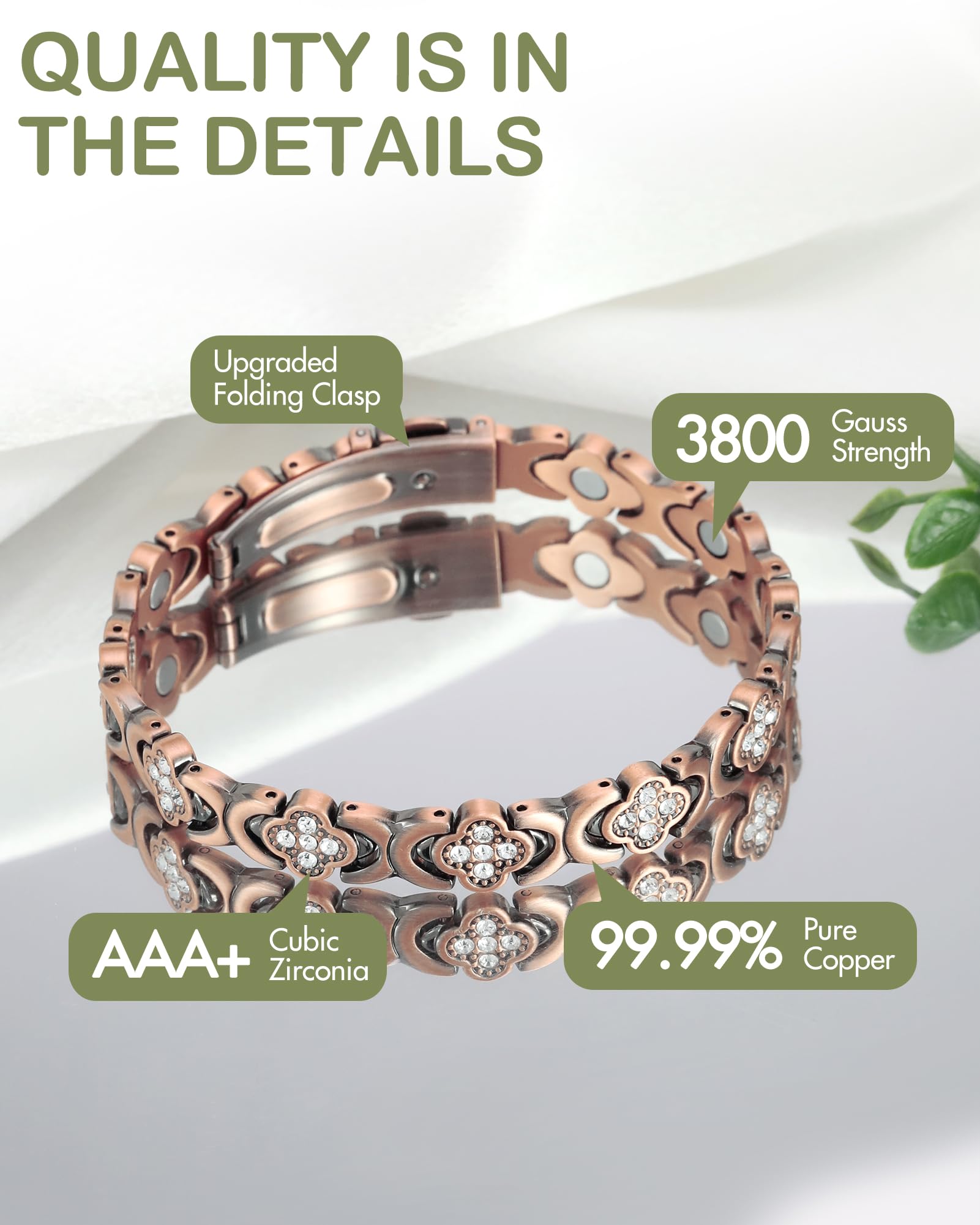 Feraco Pure Copper Bracelet with sizing tool for an easy, precise fit
