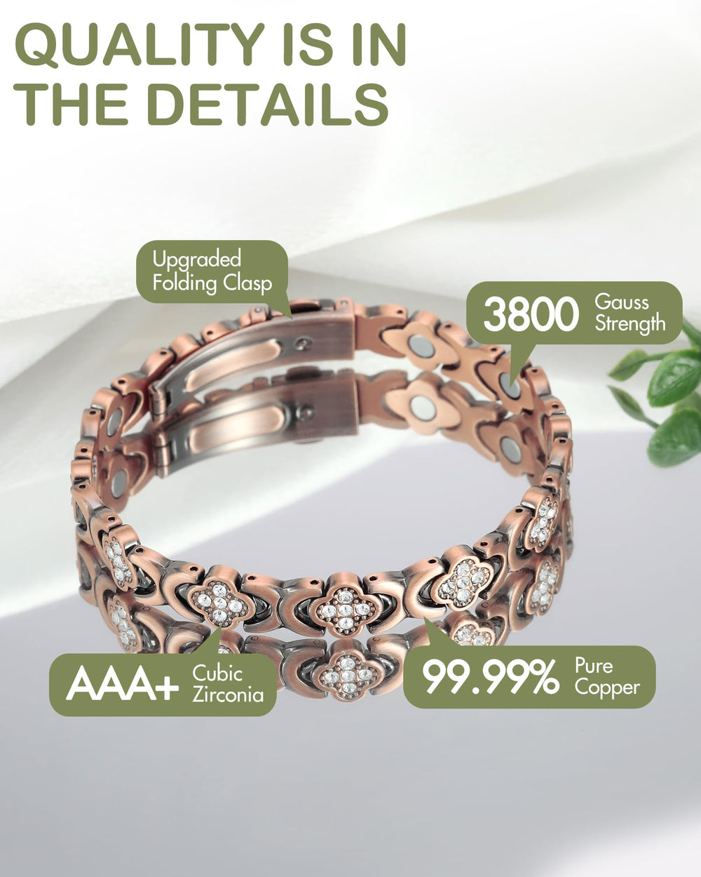 Feraco Pure Copper Bracelet with sizing tool for an easy, precise fit