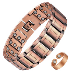 Feraco copper bracelet close-up with magnets for everyday wear and style.