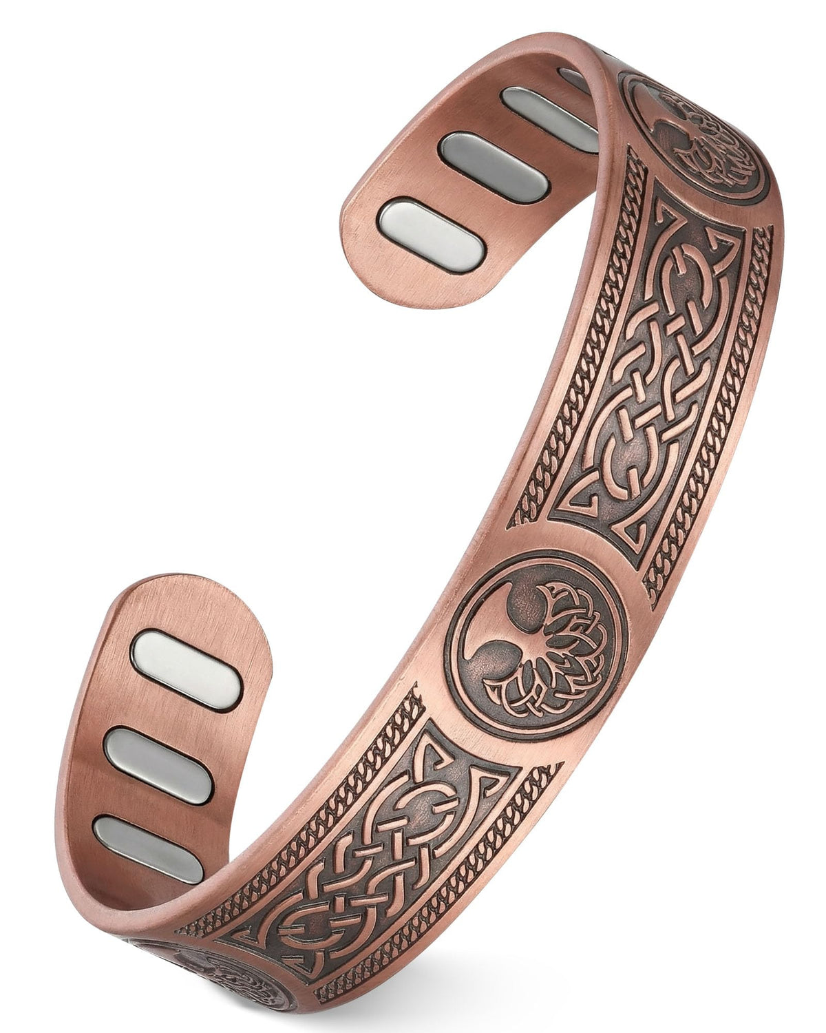 Feraco magnetic copper bracelet shows 5X strength with glossy finish.