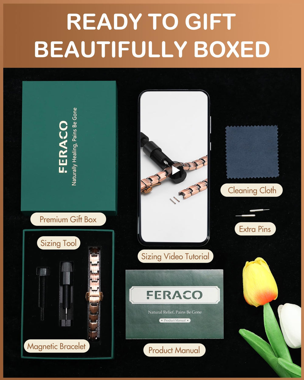 Feraco retro-style bracelet offers refined, durable elegance.
