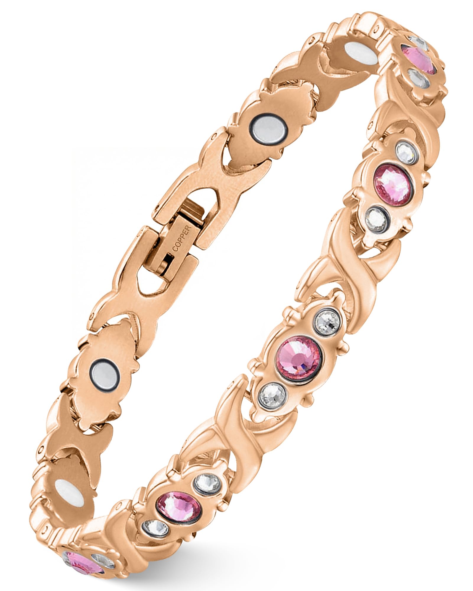 Feraco Pure Copper Bracelet Rose Gold with infinity links for everyday elegance