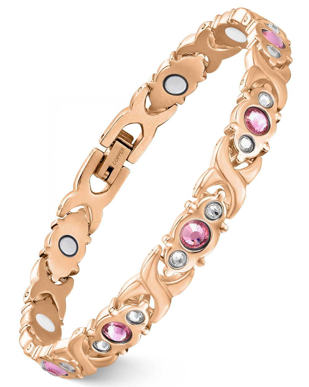 Feraco Pure Copper Bracelet Rose Gold with infinity links for everyday elegance