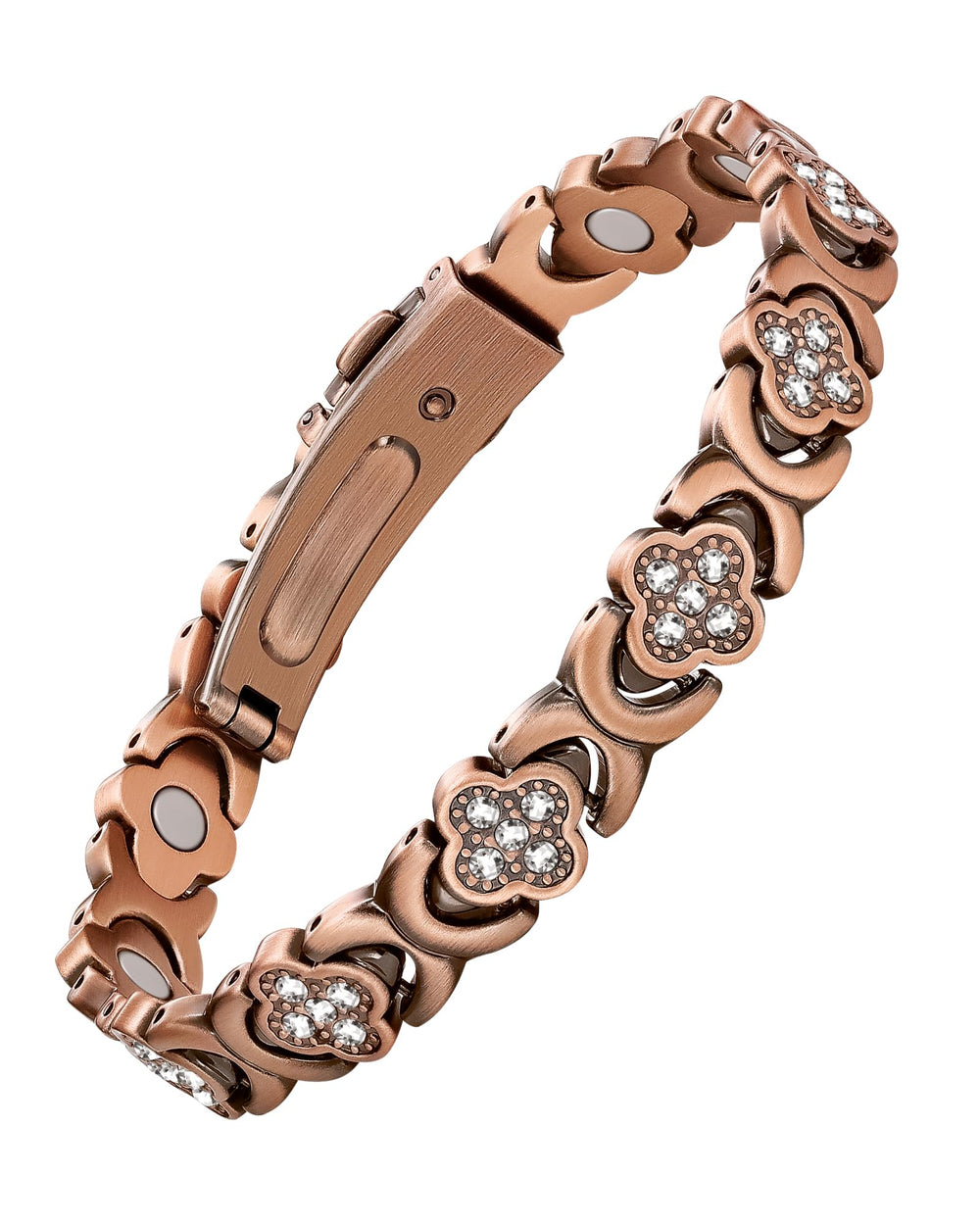 Feraco Pure Copper Bracelet close-up reveals smooth finish with brilliant zirconia for everyday elegance