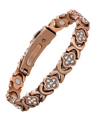 Feraco Pure Copper Bracelet close-up reveals smooth finish with brilliant zirconia for everyday elegance