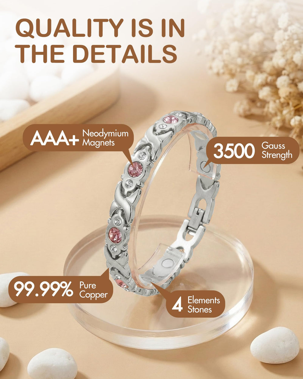 Feraco bracelet with cubic zirconia detail highlights refined sparkle for special occasions.