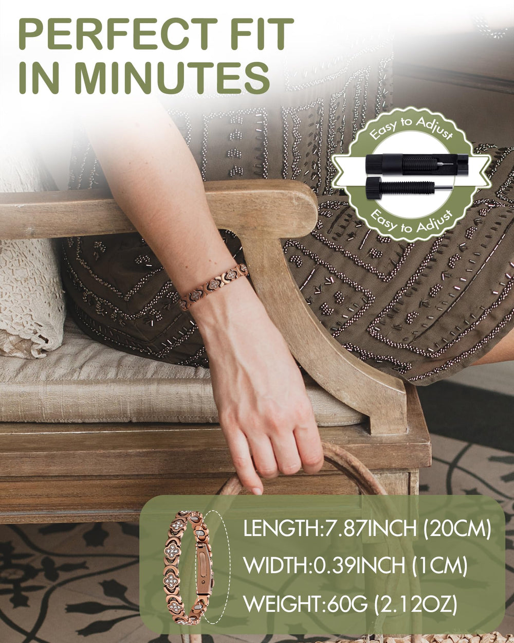 Feraco bracelet designed for everyday wear with durable folding clasp and magnets.