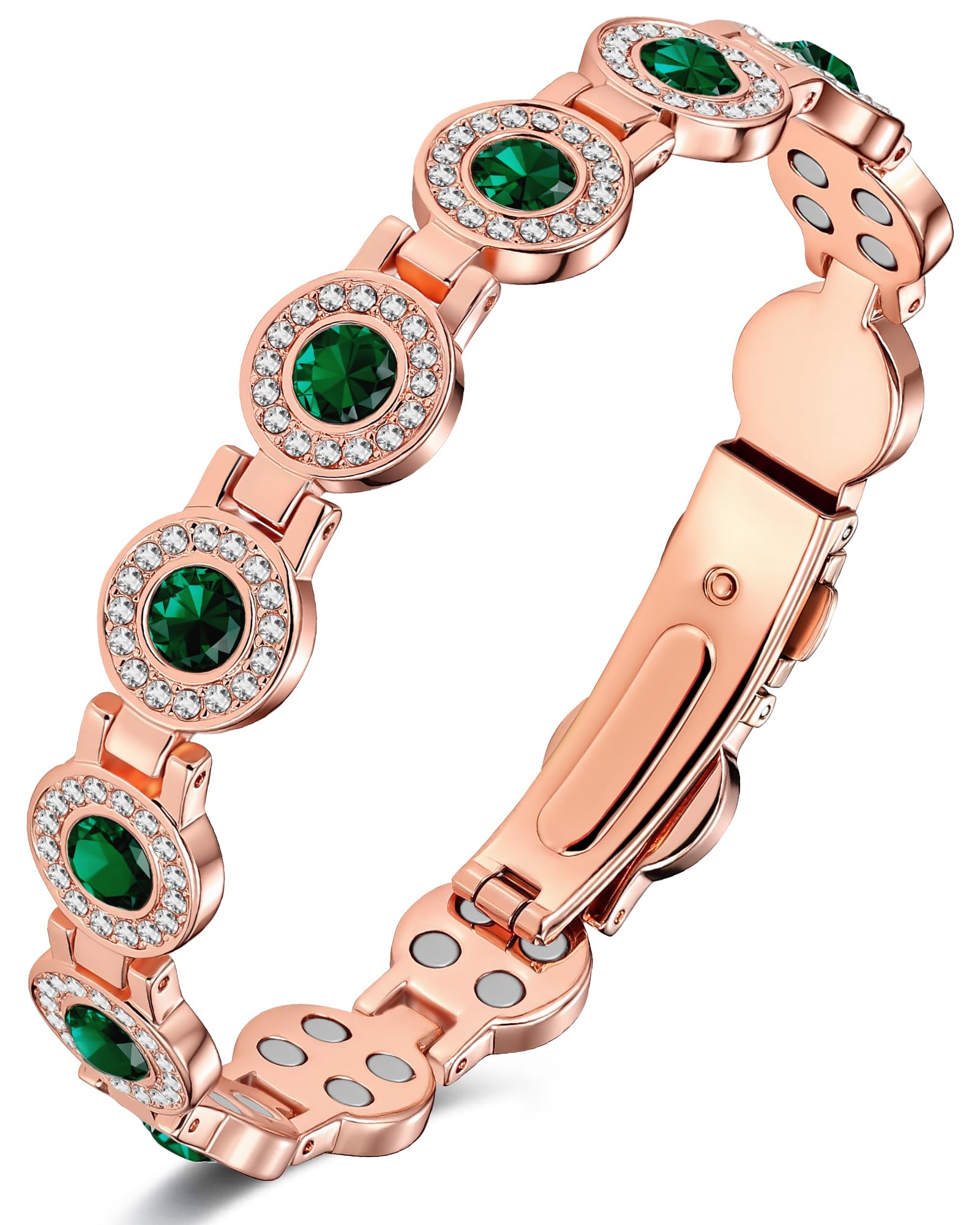 Feraco pure copper bracelet for women close-up on elegant everyday wear