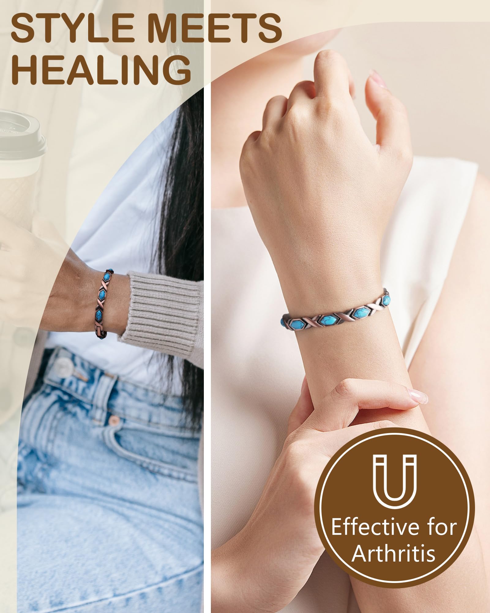Feraco hypoallergenic copper bracelet free from lead and nickel.