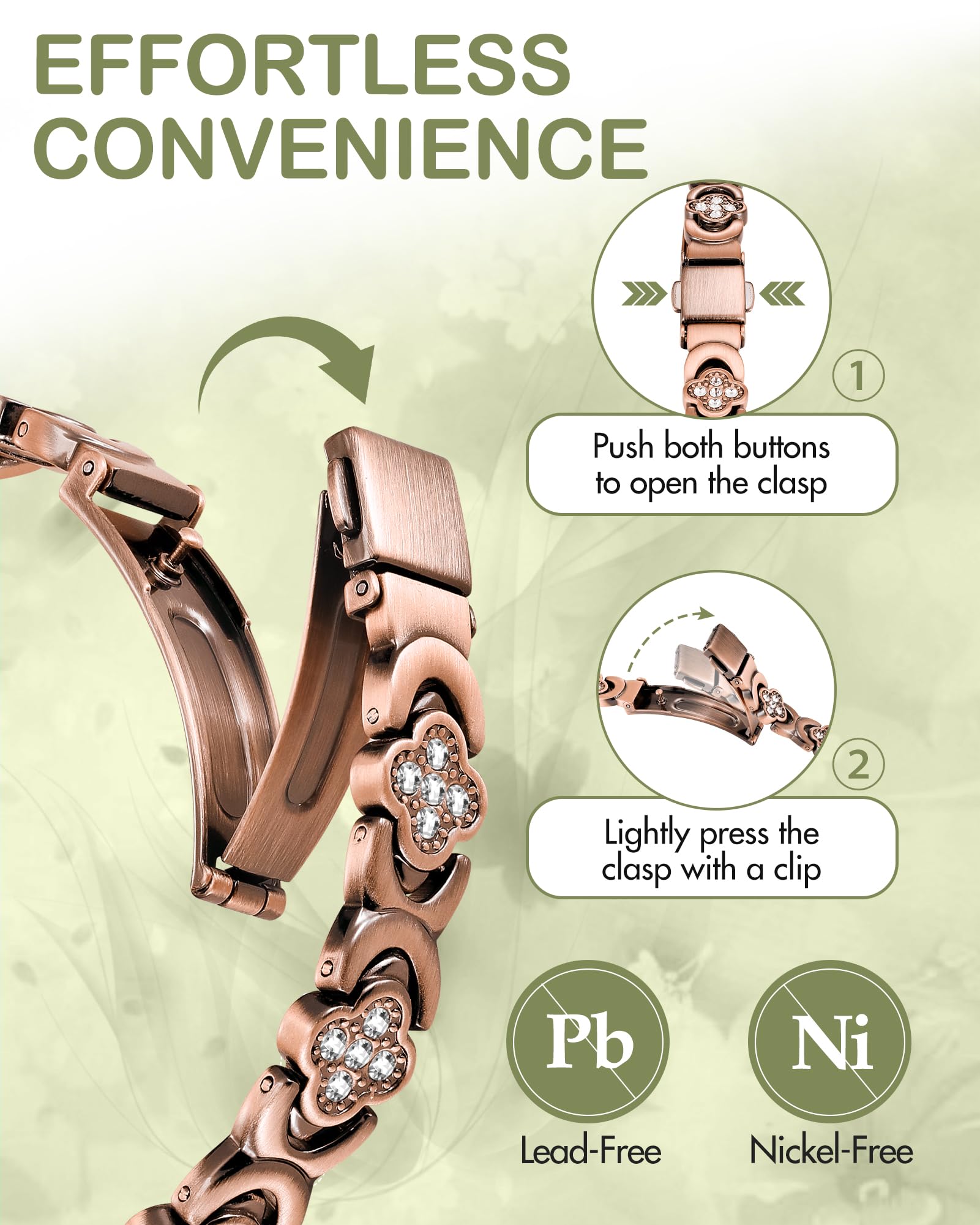 Feraco Pure Copper Ring for Women complements the bracelet.
