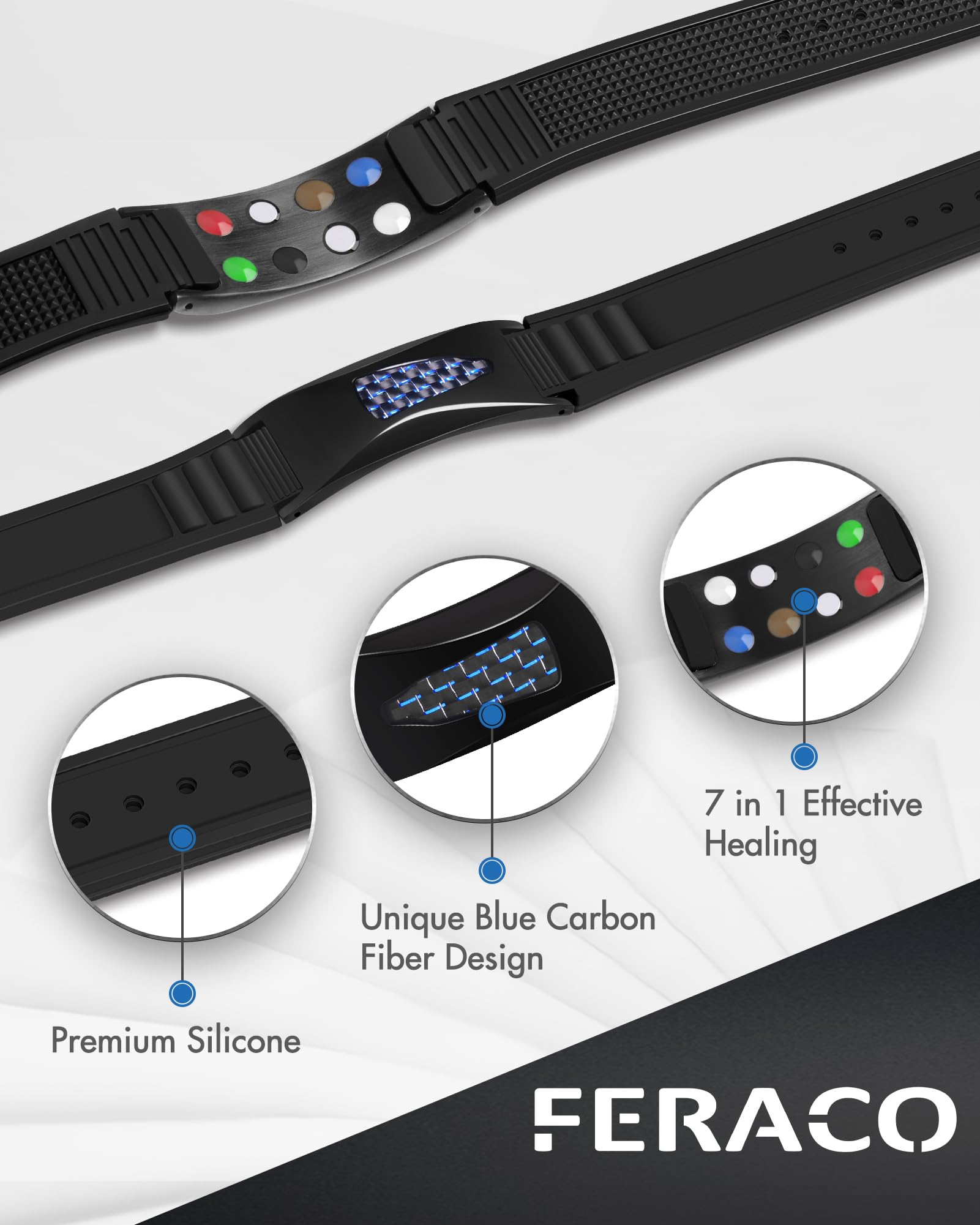 Feraco bracelet adjustable strap detail for comfortable, personalized fit