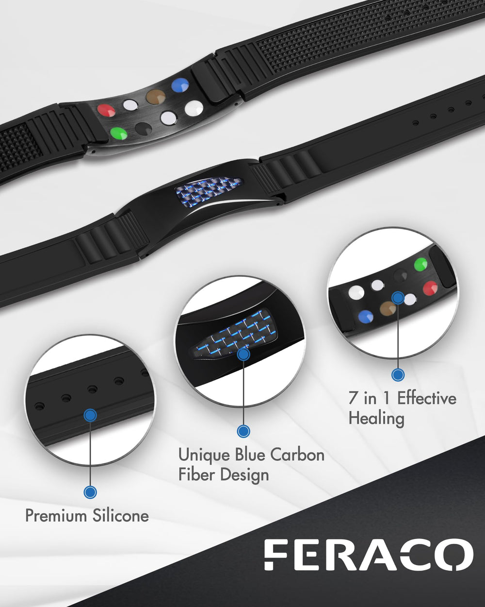 Feraco bracelet adjustable strap detail for comfortable, personalized fit
