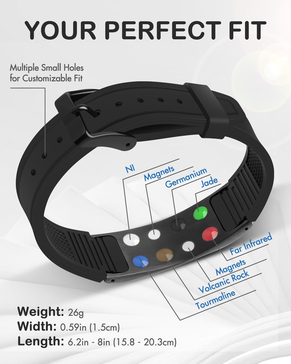 Feraco magnets inside bracelet highlight 7-in-1 design