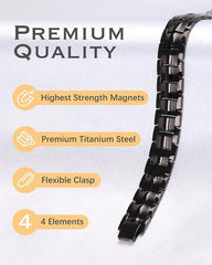 Feraco titanium steel bracelet clasp closeup demonstrates a secure easy-to-adjust closure.