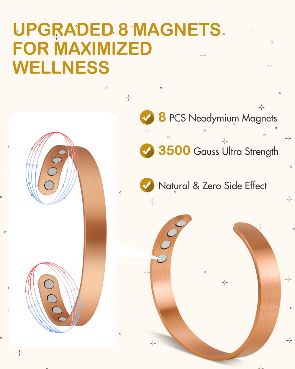 Feraco unisex copper bracelet suitable for men and women.