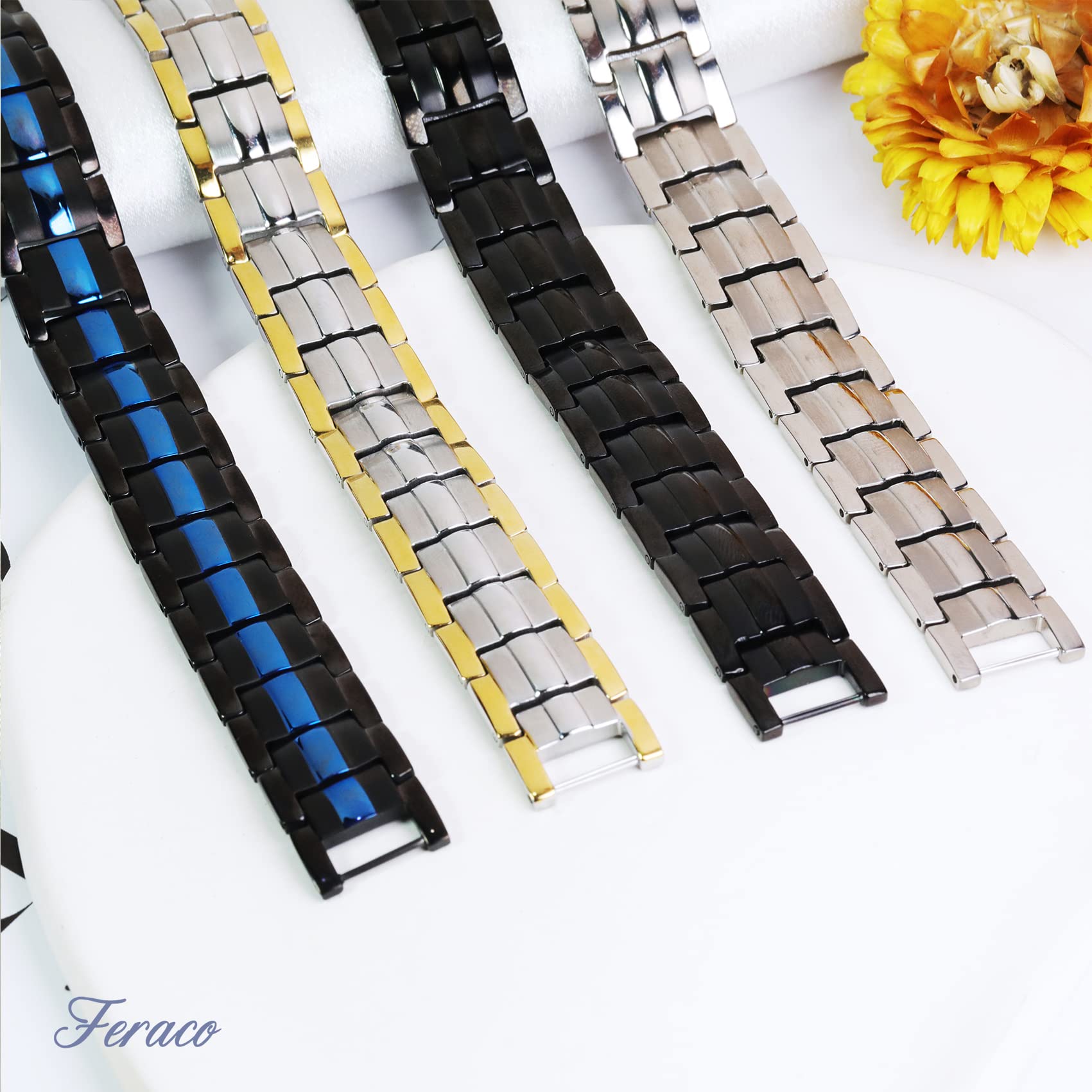 Feraco waterproof and hypoallergenic bracelet for all-day comfort.