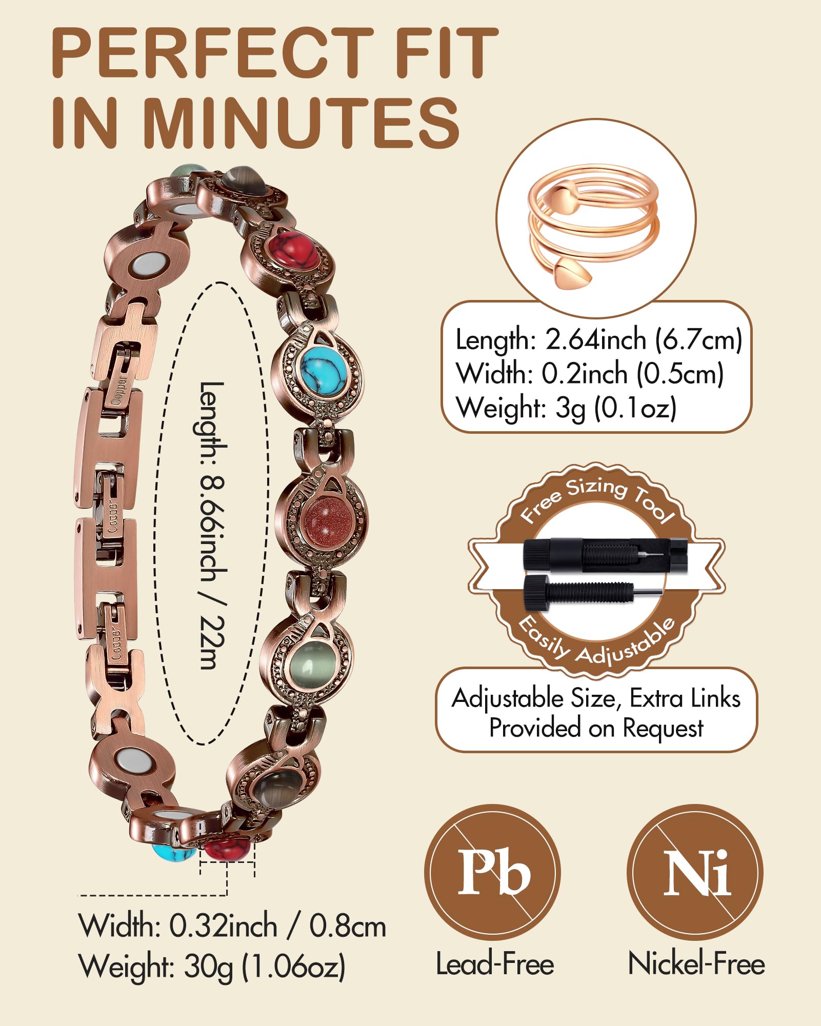 Feraco waterproof lightweight bracelet ideal for all day wear