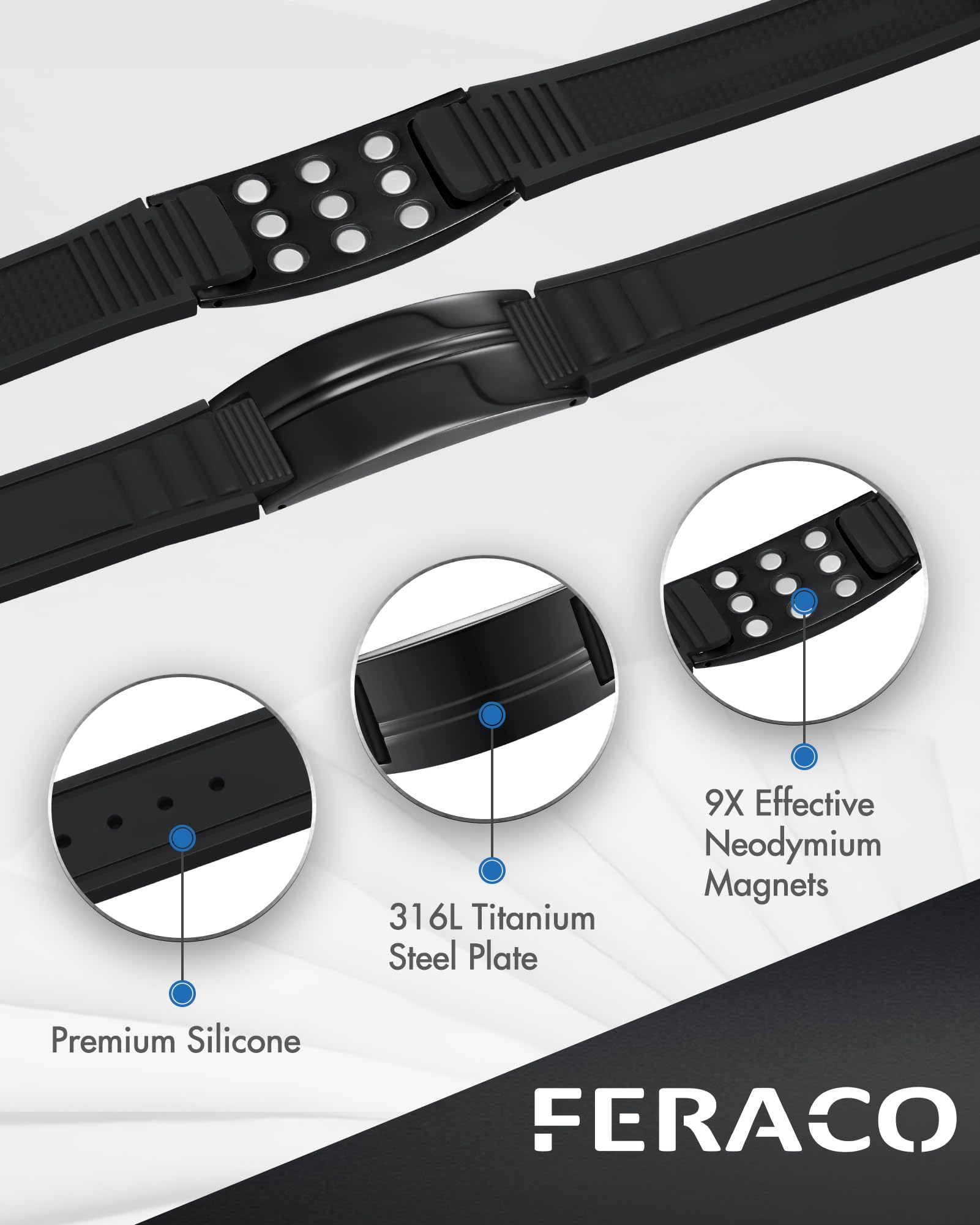 Feraco waterproof magnetic bracelet ideal for active lifestyles during workouts and daily use