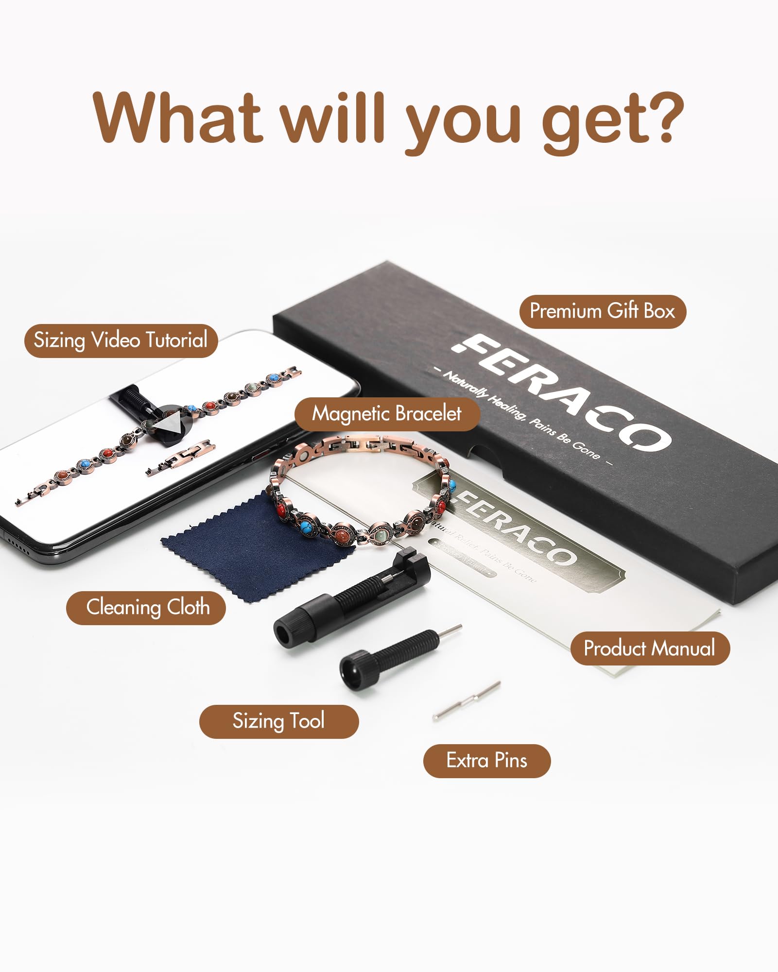 Feraco bracelet is lightweight and waterproof for all-day wear.