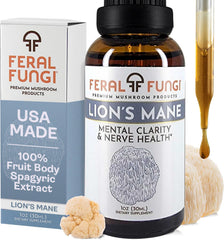Feral Fungi Lion's Mane tincture bottle highlighting pure extract for cognitive support