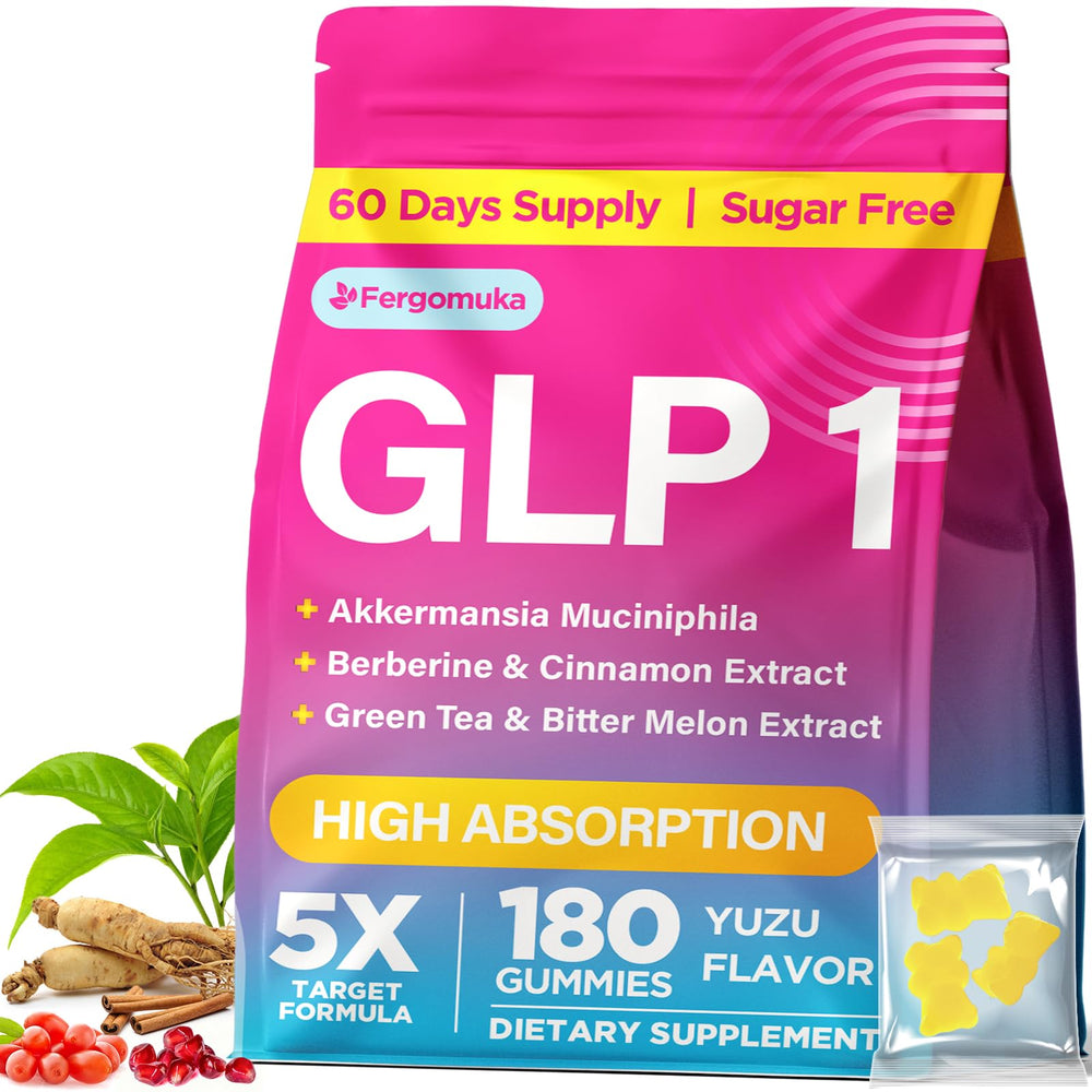 Fergomuka GLP 1 Gummies pack front for convenient daily digestive support