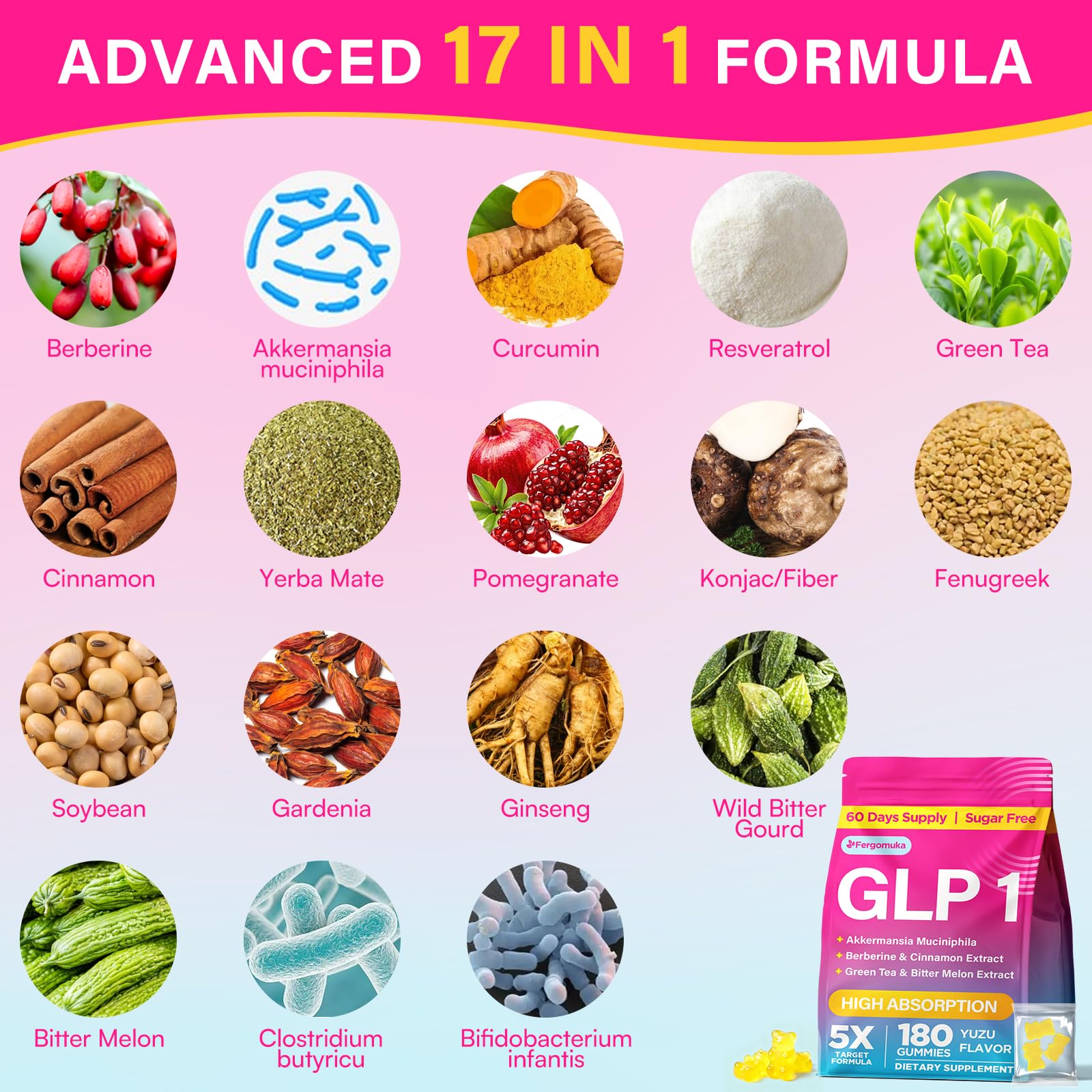 Close-up view of Fergomuka GLP 1 Gummies texture with Yuzu flavor