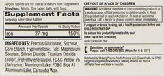 Fergon iron supplement bottle packaging with clear label for convenient daily use