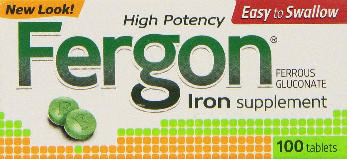 Fergon iron supplement tablets in a 3-pack bottle for daily iron support
