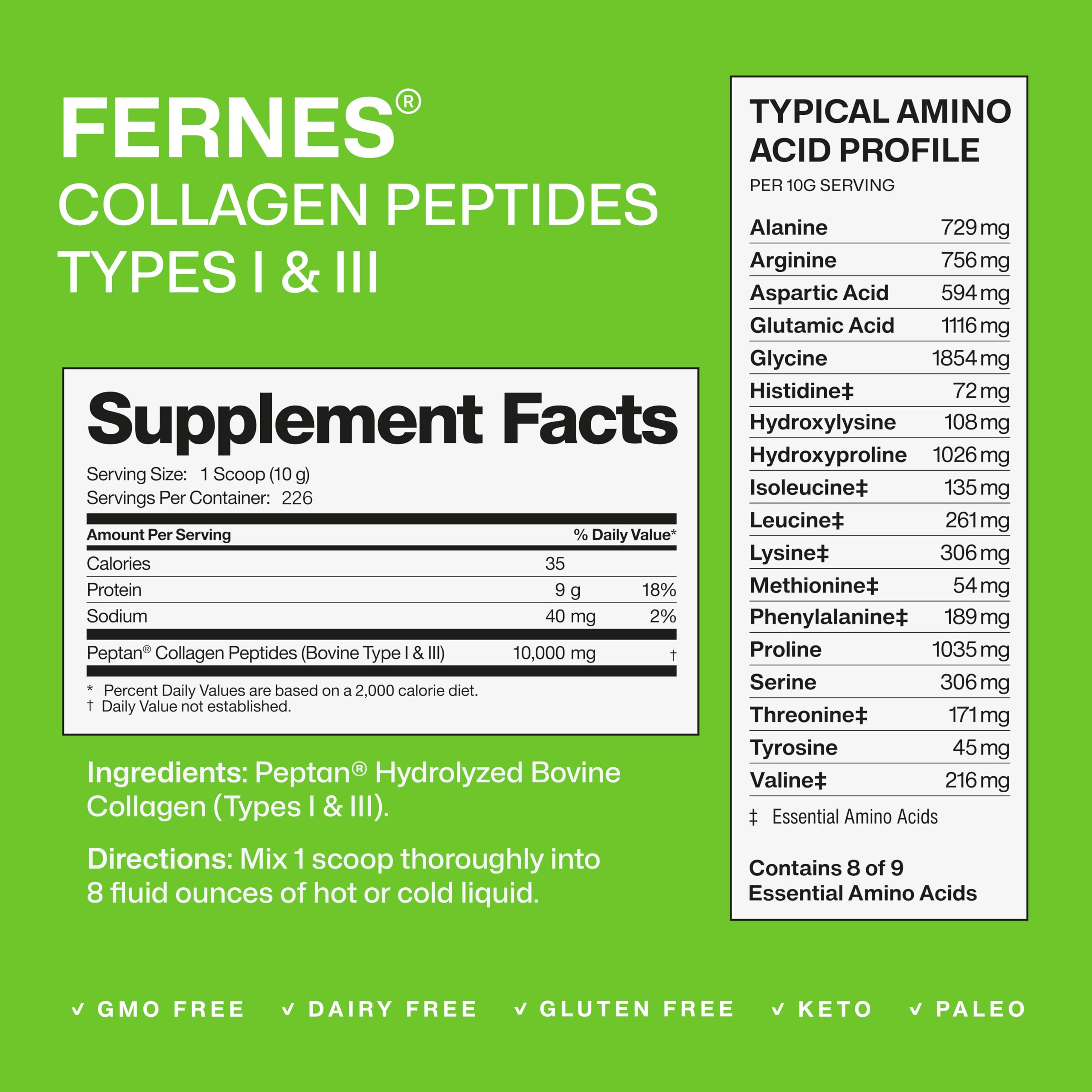 Fernes Collagen powder closeup reveals fine texture for easy blending