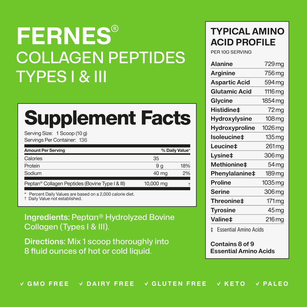 Fernes collagen powder scoop dispensing for quick daily use.