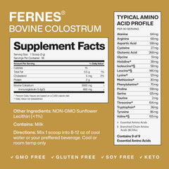 Fernes Colostrum powder with scoop ready to blend into drinks