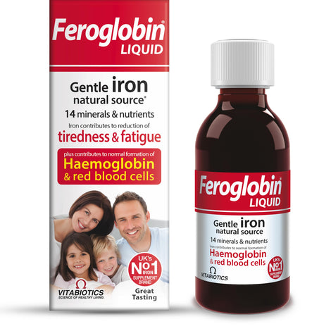 Feroglobin gentle iron liquid bottle showing easy daily energy support