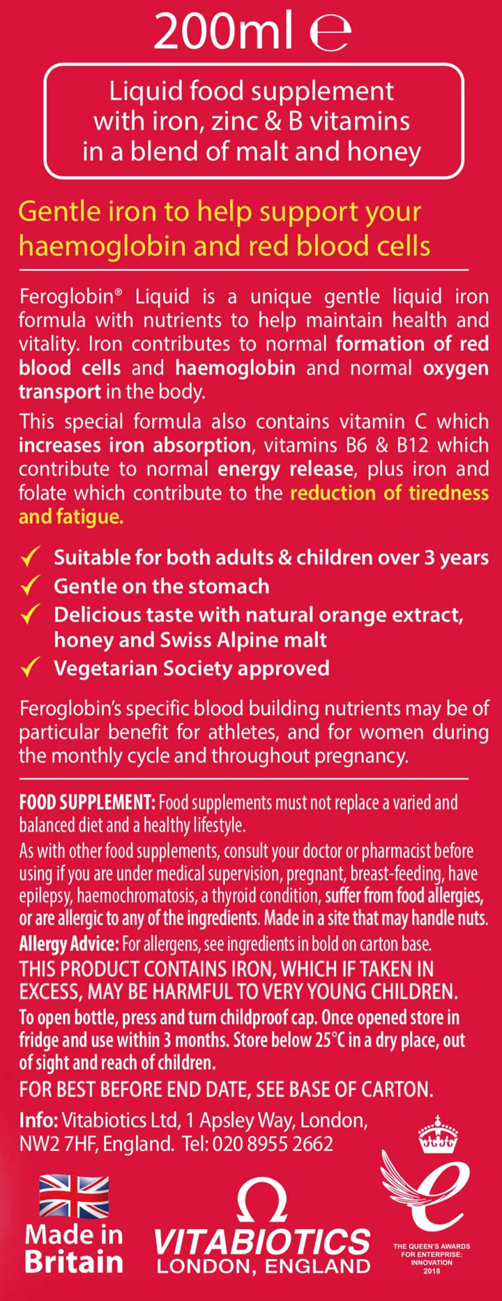 Feroglobin honey orange flavor liquid pouring depicting tasty, gentle iron